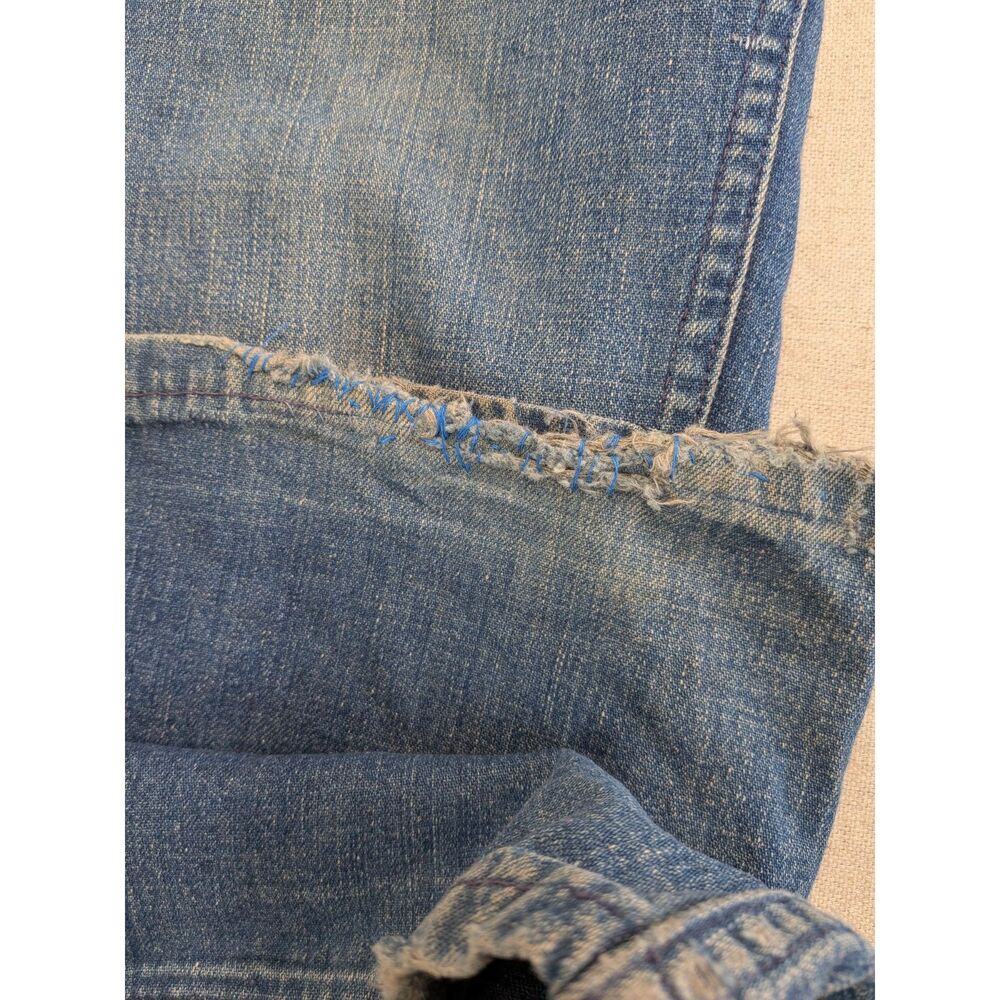 70s Hippie Boho Women’s Lee Bell Bottom Jeans Smokey Bear Patch Embroidered - Picture 11 of 13